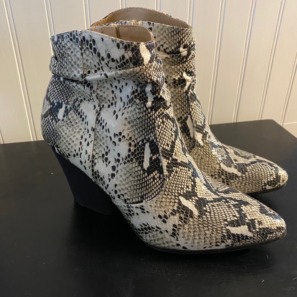 Snake Print Ankle Boots